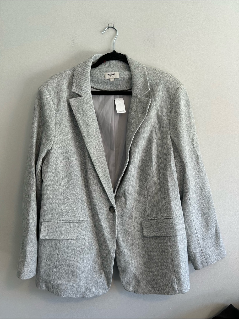 NEW LOFT plus size 20 grey tweed single button closure blazer jacket